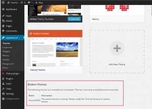 Wordpress. How to deal with 'Parent theme is missing. Please install the CherryFramework parent theme1