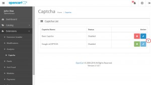 OpenCart 2.x. How to manage Captcha and reCAPTCHA-2