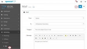 OpenCart 2.x. How to send mass mails