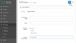 OpenCart 2.x. How to manage affilates-3