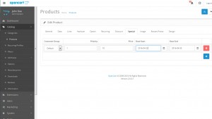 OpenCart 2.x. How to add and manage specials and featured products4
